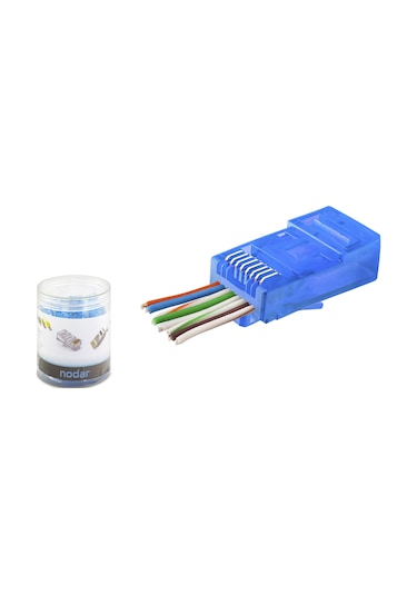 Cat6 Ez Rj45 Konnektör - 100 Adet Mavi / Özel Plastik Kutulu Nd2404