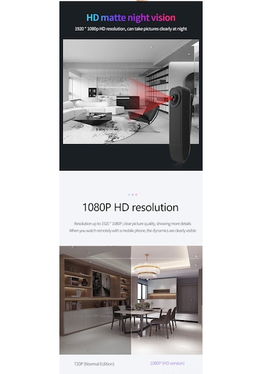 Springsun A18 Klipli Taşınabilir Kameralar, 1080p Full Hd, Gece Görüşü, Hareket Algılama, 6 Saat Sürekli Kayıt, Ofis/toplantı/günlük Kullanım