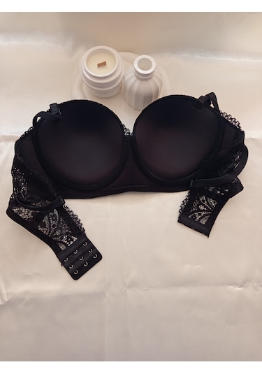 Csaymoda Siyah Dantelli Desteksiz C Kup Sütyen U.m.t