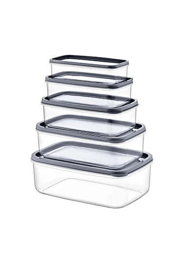 Kapris Dikdörtgen Erzak Saklama Kabı 5'li Antrasit