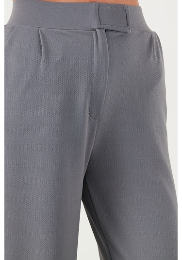Lela Regular Fit Yüksek Bel Bol Paça Bayan Pantolon 5861279 Gri