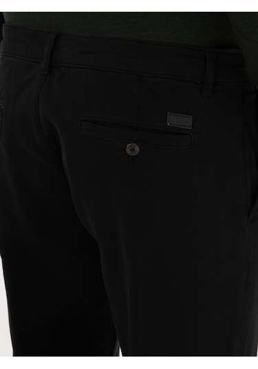 Cacharel Siyah Slim Fit Pamuk Karışımlı Kanvas Pantolon