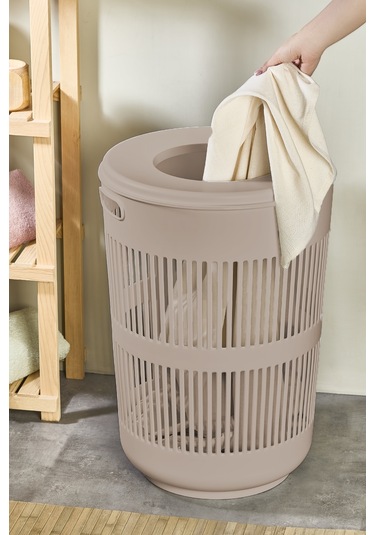 İronika Solara Dekoratif Kirli Çamaşır Sepeti Oyuncak Sepeti 60 Litre - Kahve Kahverengi