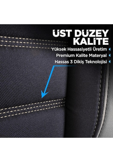 Panda Special Serisi Jakar Kumaş Oto Koltuk Kılıfı - Siyah - Gri