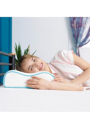 Viscofoam Çift Taraflı Yüksek Boyun Destekli Ortopedik Yastık Visco Yastık - 55x35x12-11cm