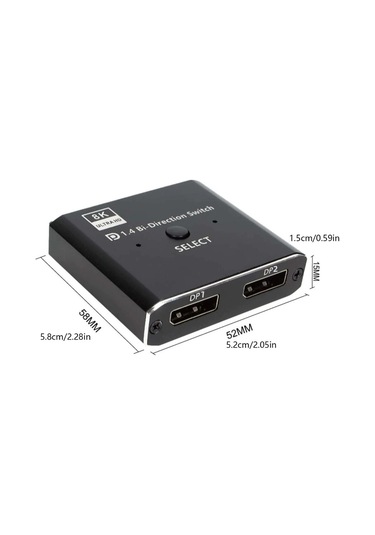 8k Displayport Switch Çift Yönlü Geçiş, Uzaktan Kumanda İle 8k 30hz - 4k 120hz Destekli