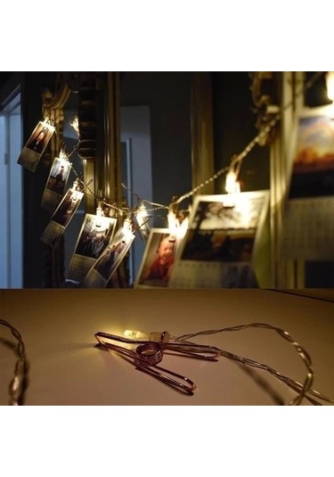 Buffer Bakır Renkli Led Işıklı Fotoğraf Asma Işık Süsleme Mandalları Renk