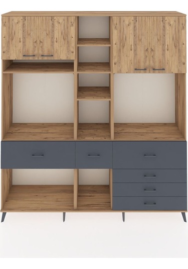 Hyperion Dolap 11 Raflı 6 Çekmeceli 4 Kapaklı 220x44x243 Çam-çam/antrasit Atlas Çam/antrasıt Hyperion Dolap 11 Raflı 6 Çekmeceli 4 Kapaklı 220x44x243 Çam-çam/antrasit Atlas Çam/antrasıt