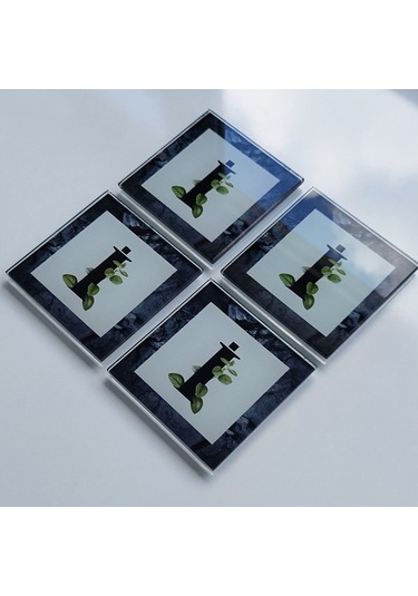 Decorita Cam Bardak Altlığı İ Harfli Tasarım 4'lü Takım 10 x 10 CM Çok Renkli