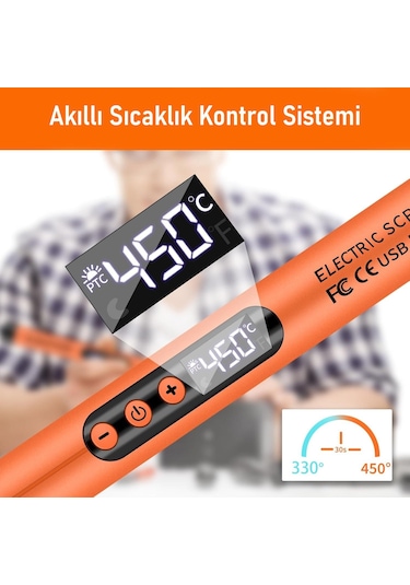 Valkyrie Şarjlı Dijital Ekranlı Havya Seti 420 C Ayarlanabilir Sıcaklık Type-c Hızlı Şarj