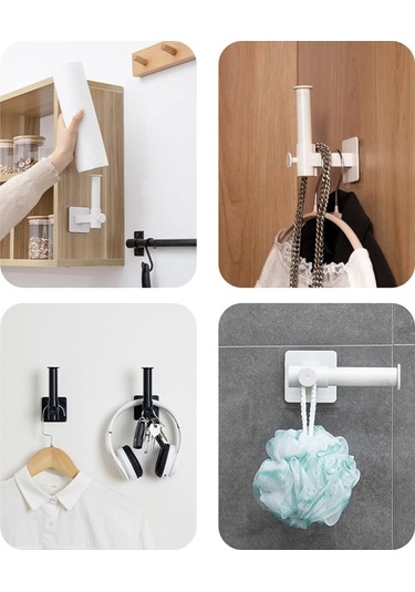 Konesam Mutfak Kapak, Kesme Tahtası, Mendil Depolama İçin Uç Genişletilebilir, Delme Yok, Su Geçirmez, Saçma Tutucu Duvar Rakı 4 Adet Siyah