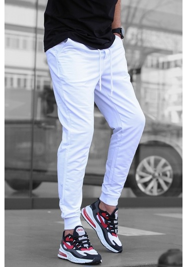 Madmext Beyaz Paçası Lastikli Erkek Eşofman 4821 Beyaz