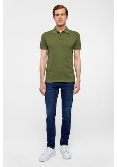 SÜVARİ Haki Slim Düz Polo Yaka Tişört