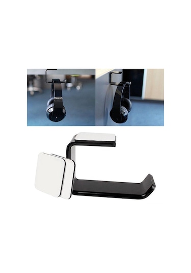 Monyee Duvar Yapışkanlı Kulaklık Askısı - L Şekilli, 15kg Taşıma Kapasiteli, Siyah