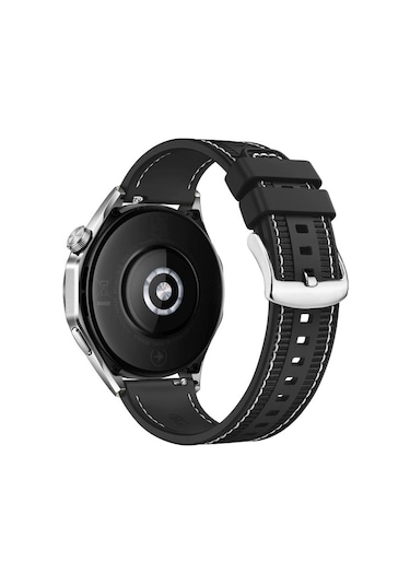 Adige Huawei Watch Gt 4 46mm İle Uyumlu Kordon Kayış Dikiş Desenli Silikon Krd102 Lms 22/dds Siyah