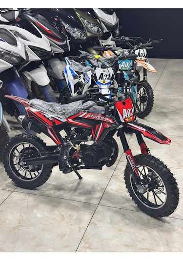 Enbest Benzınlı Çocuk Cros Motoru Hidrolik Frenler 7-17 Yaş Kırmızı