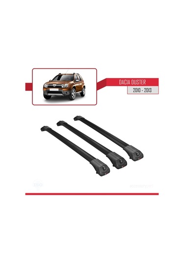 Dacia Duster 2010-2013 Arası İle Uyumlu Ace-1 Ara Atkı Tavan Barı Siyah 3 Adet Bar