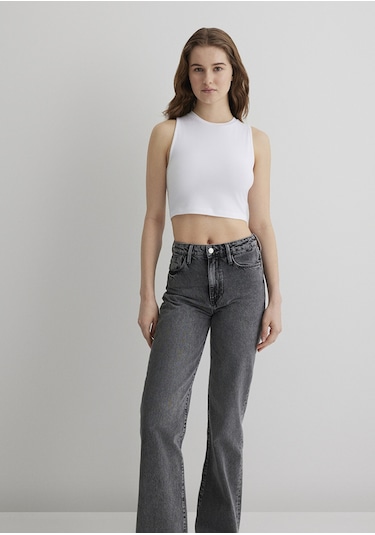 Mavi - Beyaz Crop Top 1610786-620 Beyaz