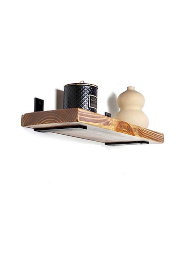 Rafkestir Masif Ladin Duvar Rafı Ceviz Renk 80 CM x 18 CM