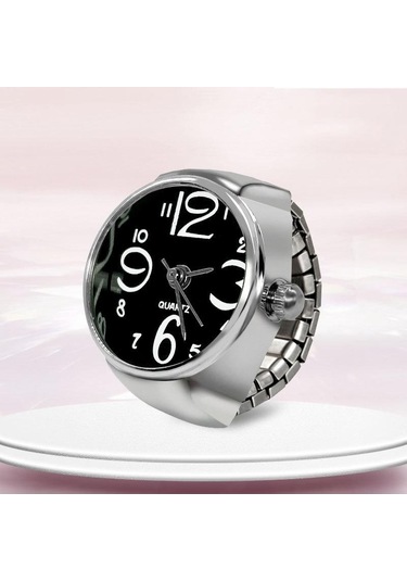 Siyah İzle Yüzük Erkekler Kadınlar Için Parmak Yuvarlak Kuvars Takı Paslanmaz Çelik Yüzük Sevgilisi Çifti Saatler Siyah