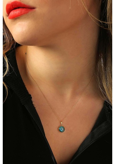 Moom Mücevherat Kadın 14 Ayar Altın Nazar Göz Kolye Ucu N11.40327