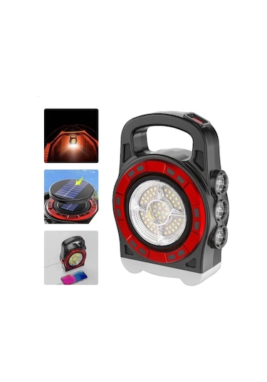 P-6678c Dış Mekan Solar Şarj Işığı Çok Fonksiyonlu Projektör Hazine Güçlü Işık El Feneri
