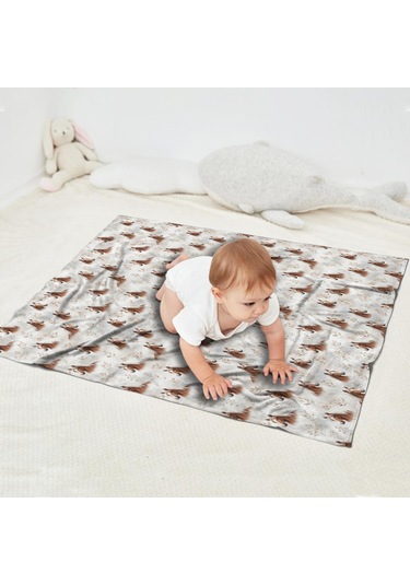 At Desenli 30x40 Flanel Polar Battaniye, Yumuşak Ve Rahat-a8 Horse Floral Head