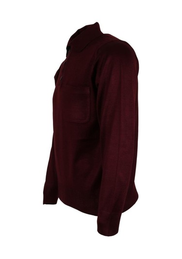 Erkek Bordo Kazak Polo Yaka Yünlü Klasik Normal Kesim Rar00653