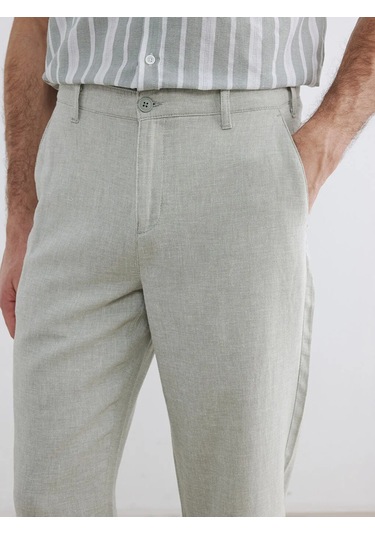 Lc Waikiki Yeşil Regular Fit Keten Karışımlı Erkek Chino Pantolon