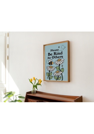 Arı Çiçek Duvarı, Nazik Olun, Retro Çiçek Duvar Dekoru, Çiçek Sanatı