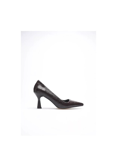 Trendella Acı Kahve Kroko Topuklu Kadın Stiletto Tr20ms02g Siyah