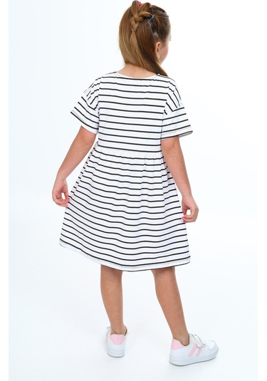 Toontoy Kız Çocuk Çizgili Elbise Haki