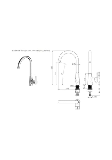 Bien Capri Konik Eviye Bataryası U Borulu Krom