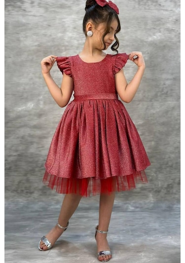 Riccotarz Kız Çocuk Parıldayan Nar Çiçeği  Elbise 2230302002 Narçiçeği