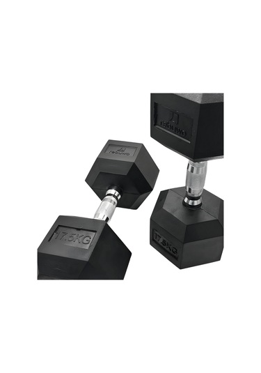 Rebuwo 17.5 KG 1 Adet Hex Dambıl Kauçuk Altıgen Dambıl Hex Dumbbell