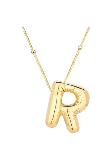 Stillove Gümüş Gold Balon R Harfi Kadın Kolye