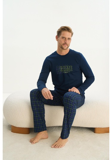 Erkek Uzun Kol Lacivert Pijama Takım C6t1n4o9 001