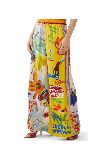 Alemais Çarpıcı Geniş Paça Pantolon Çok Renkli