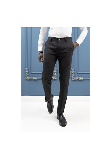 Notra Regular Fit Pamuklu Dokulu Kışlık Gabardin Pantolon Antrasit