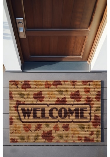 Koza Home Coco Welcome Sonbahar Paspas Dış Kapı Paspası Kıl Kapı Önü Paspas Naturel