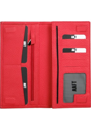 Mft Leather Hakiki Deri Kartlıklı Unisex Cüzdan Lilyum 7286 Flother Mat Kırmızı