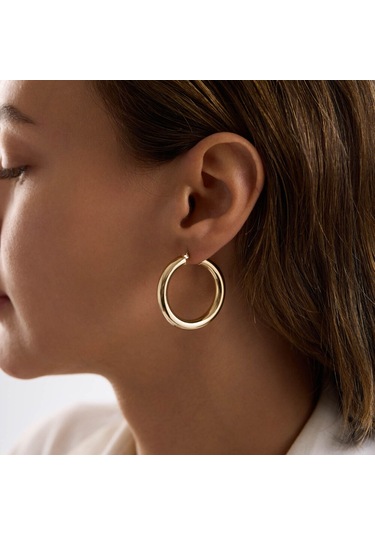 14k Altın Halka Küpe 4 Mm 3.5 Cm T14314 Renkli