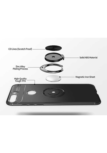 Huawei Y7 2018 Kılıf Zore Ravel Silikon Kapak Siyah