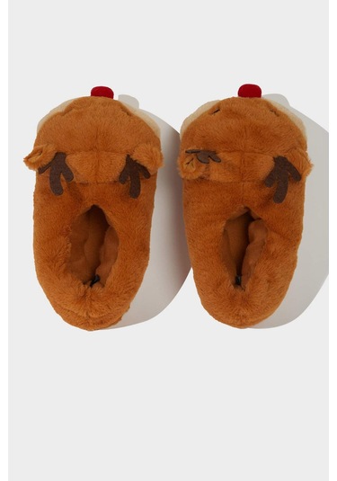 Defacto Kadın Yılbaşı Temalı Düz Taban Panduf A8388ax25wnbn85 Kahve-bn85