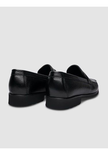 Cabani %100 Hakiki Deri Siyah Bağcıksız Erkek Günlük Ayakkabı Siyah