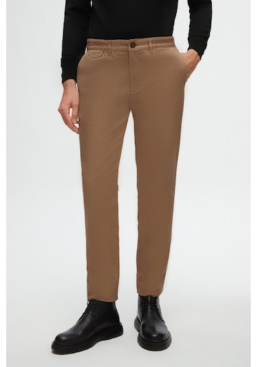 Twn Slim Fit Koyu Bej Armürlü Chino Pantolon 5ecc3s208232m Bej