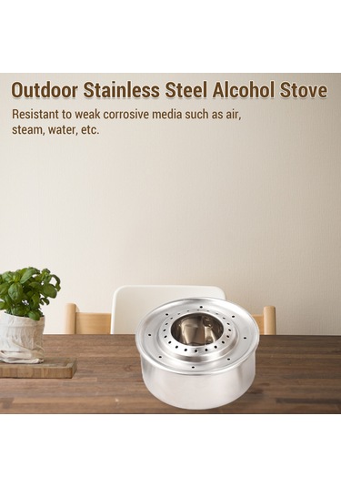 Jeemson Dış Mekan Çelik Alkol Ocağı Seti - 130ml Kapasite + Yangın Söndürme Kapağı 201 Çelik Gümüş