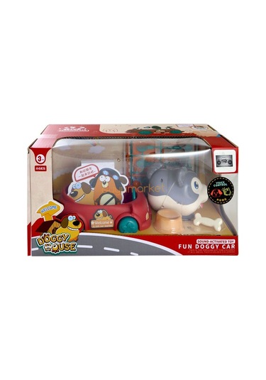 Sesli Sevimli Köpek Ve Arabası - Gri
