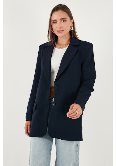 Lela Relaxed Fit Mono Yaka Cepli Blazer Bayan Ceket 611Bc00132 Lacivert