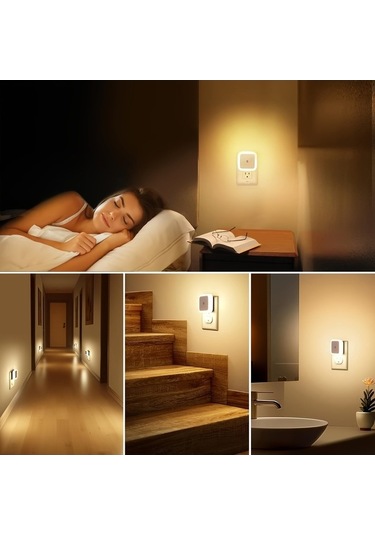 Maoyaya Akıllı Gece Lambası - Beyaz Işık, Otomatik Sensörlü Ve Ayarlanabilir Beyaz